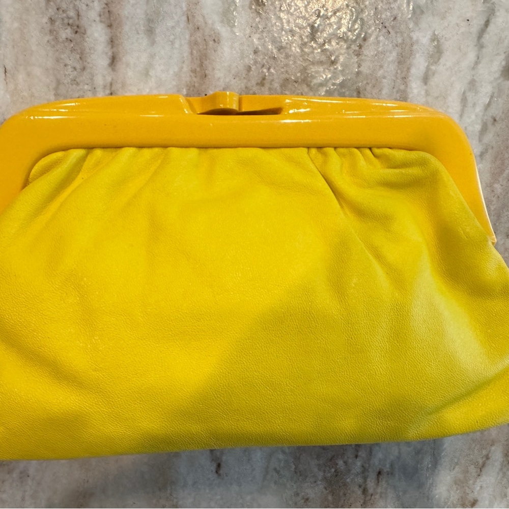 Vintage Genuine Leather Clutch 1970/80’s Made in Italy - Vibrant Yellow!